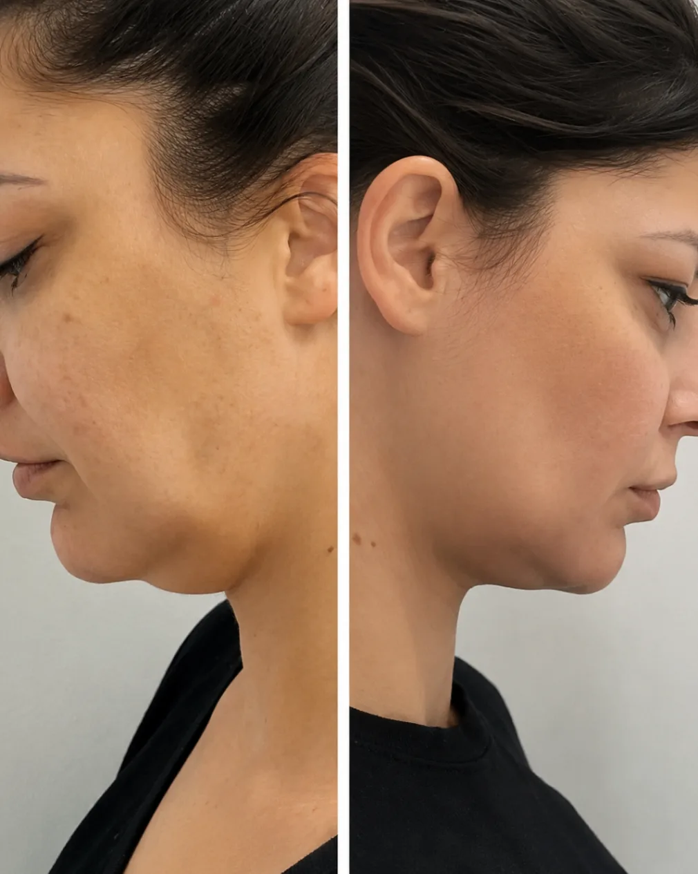Endolift before and after — Neck profile